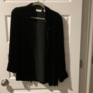 Black velvet button up